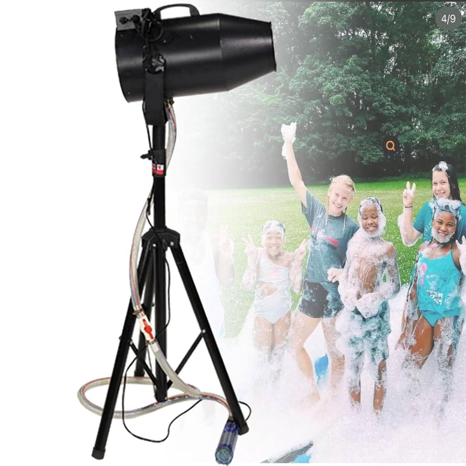 Maszyna do robienia piany imprezowej, 1000 W, produkcja pianki 20 m³/min, zasięg 6-10 m, pistolet do baniek mydlanych na letnie imprezy przy basenie,Black