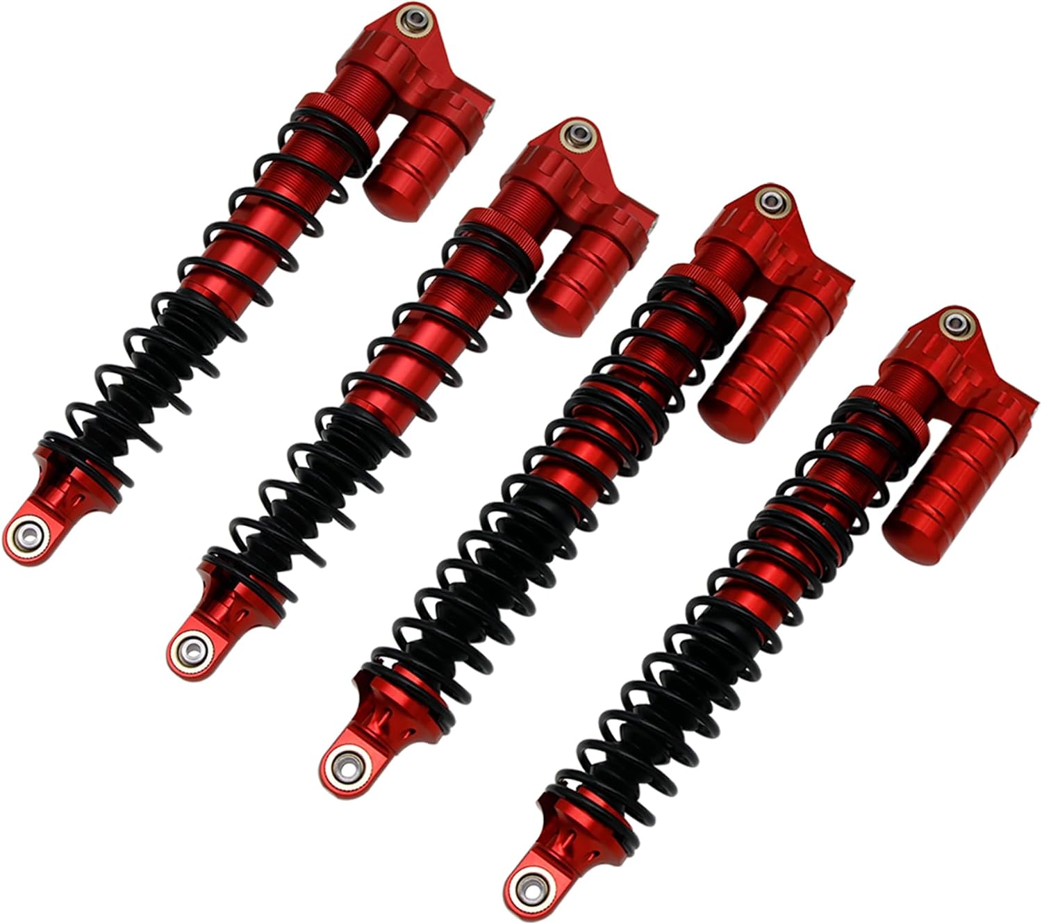 FLMLF CNC 8mm Front and Rear Shocks Absorbers with Shock Support Caps Red for 1/5 RC HPI Baja Rovan King Motor 5B 5T 5S