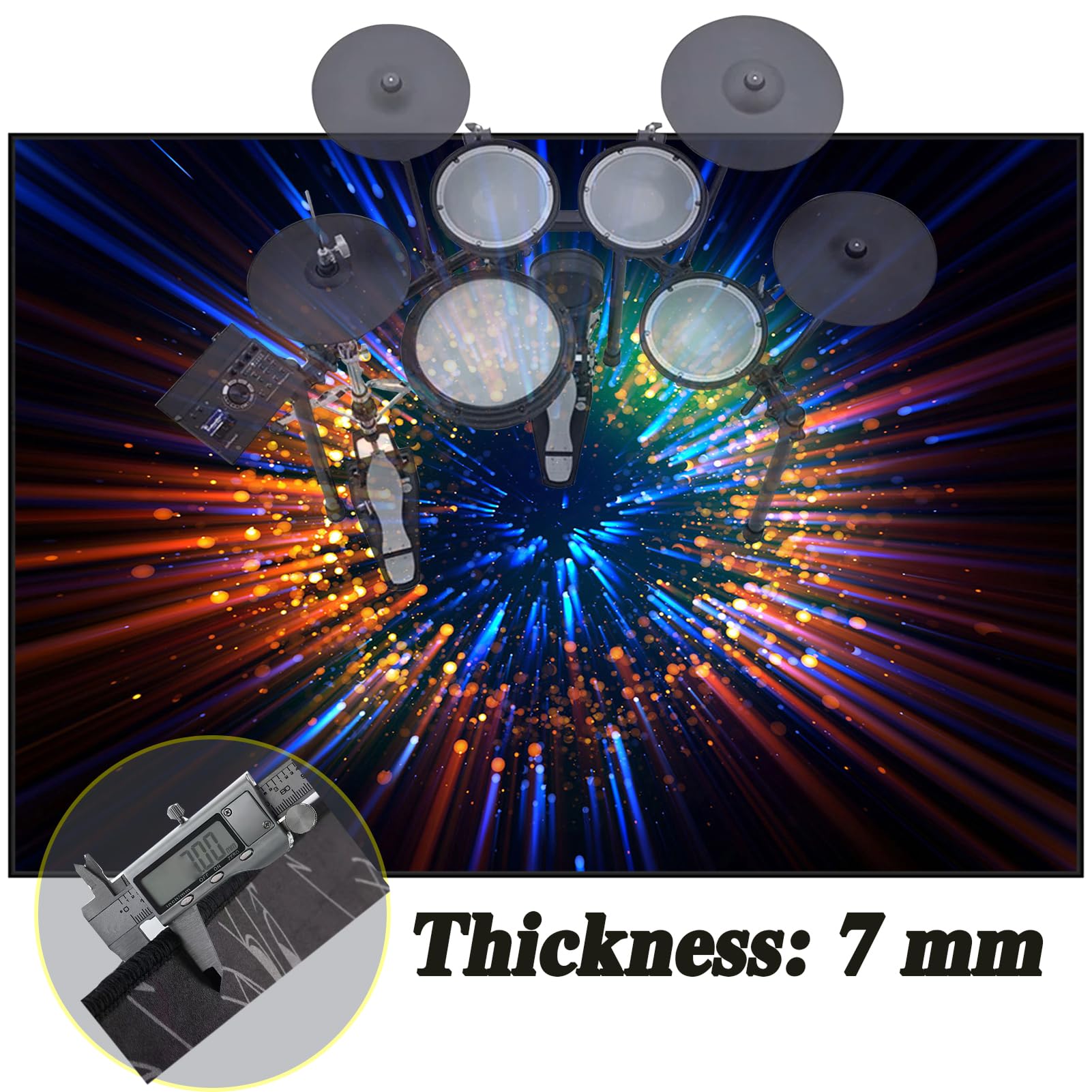 Schlagzeugteppich Drum Teppich Trommel Teppich Schallschutz Akustik Schlagzeug Teppich Professionelles rechteckiges Elektronisches Jazz Schlagzeug Kit Drumteppich für Studio, Wohnung 200 x 160 cm