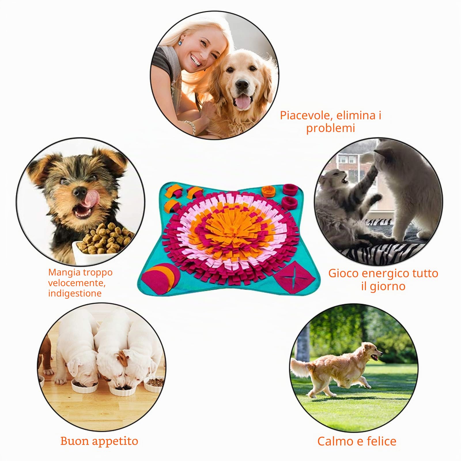 Tappeto Sniffing per Cani, Snuffle Mat per Addestramento, Giochi Interattivi e Alleviare lo Stress - Tappetino Puzzle