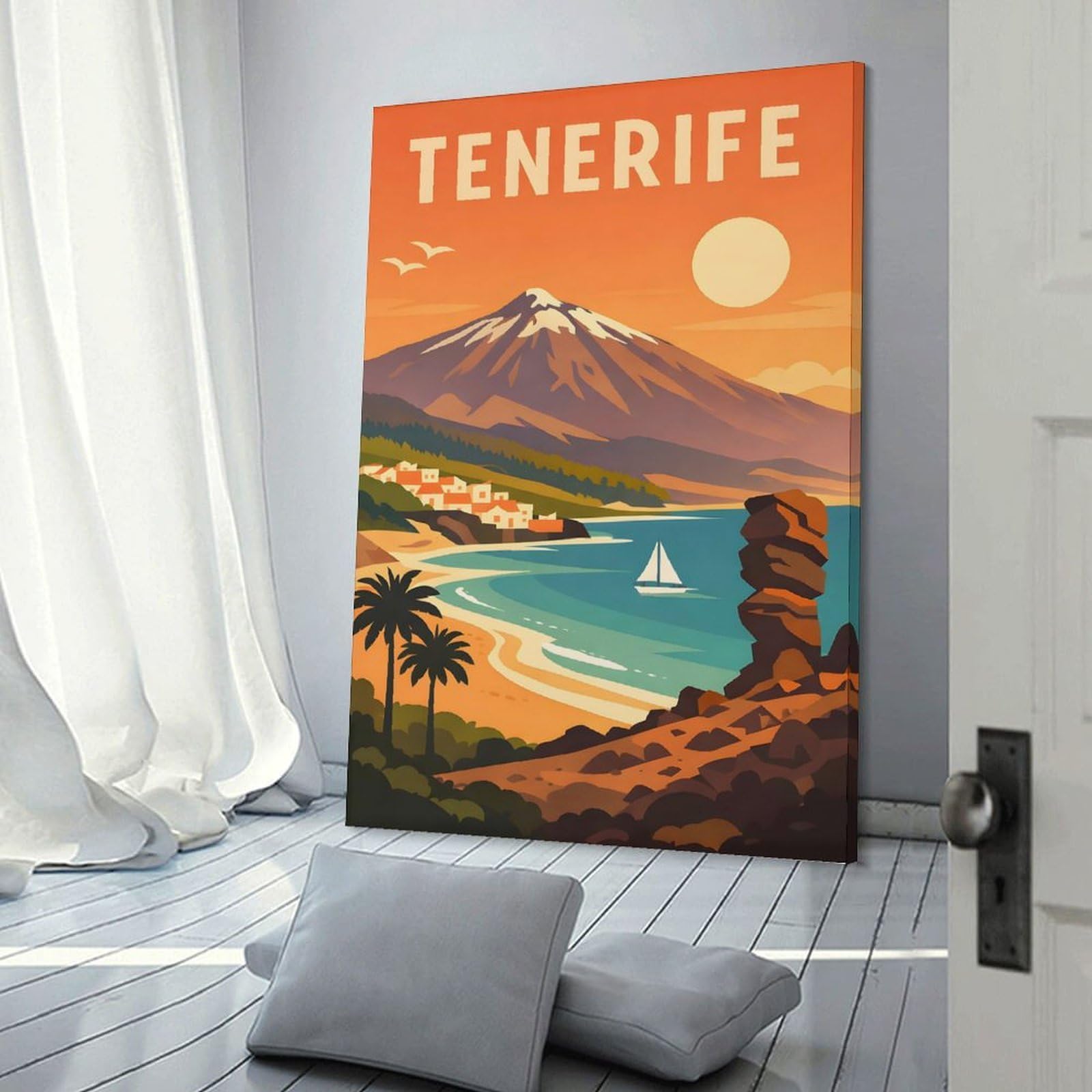 Junmoney Tenerife Travel Canvas Wall Picture 24x36inch(60x90cm), for Picture Wall Styling in Lounge Or Bedroom, Decorative Artwork with Flexible Styling