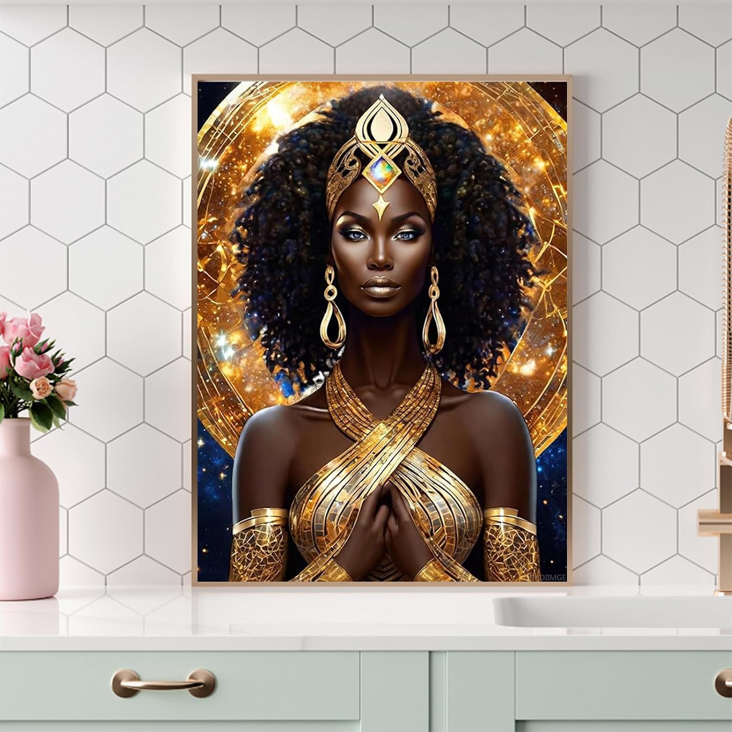 DIY 5D Diamond Painting Kits for Adults Colorful Women Diamond Art Happy African Women Diamond Painting Portrait Full Drill Embroidery Craft Kits for Home Wall Decor Gifts 12x16 Inch