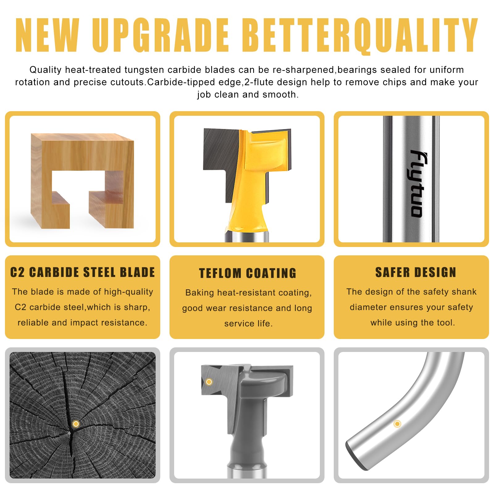 Keyhole Router Bits Set - 3 Pieces, Carbide Blades -5