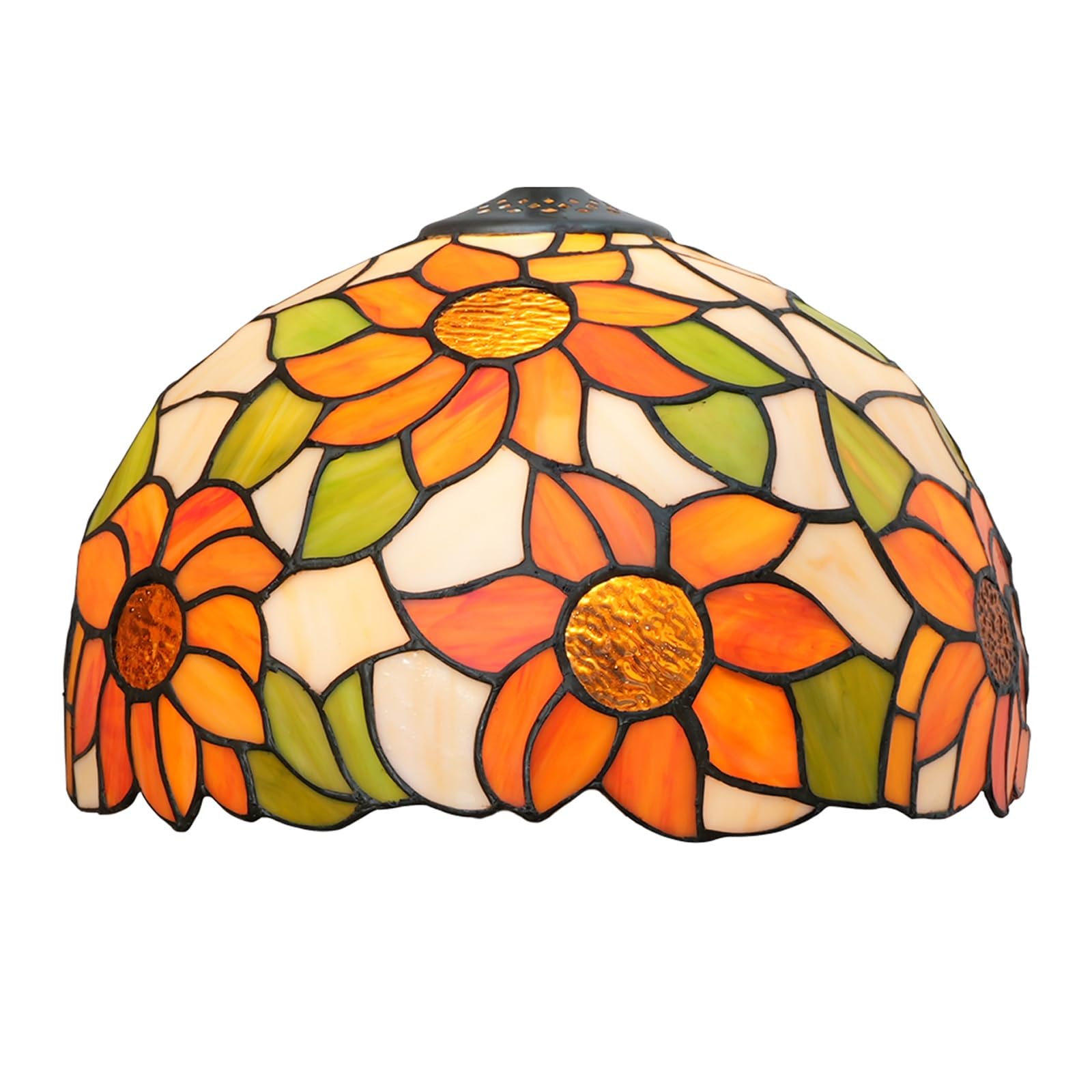 Abat-jour en vitrail de 30 cm, remplacement Tiffany, motif tournesols pastoraux, style vintage, pour lampe de plafond, lampe suspendue, lampe sur pied et table.