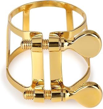 BetterSax Burnin Alto Saxophone Ligature 24k Gold-Plated Brass, Designed by Peter Jessen Fits Standard Hard Rubber Mouthpieces Fast Response, Balanced Tone, Includes Cap & Pouch