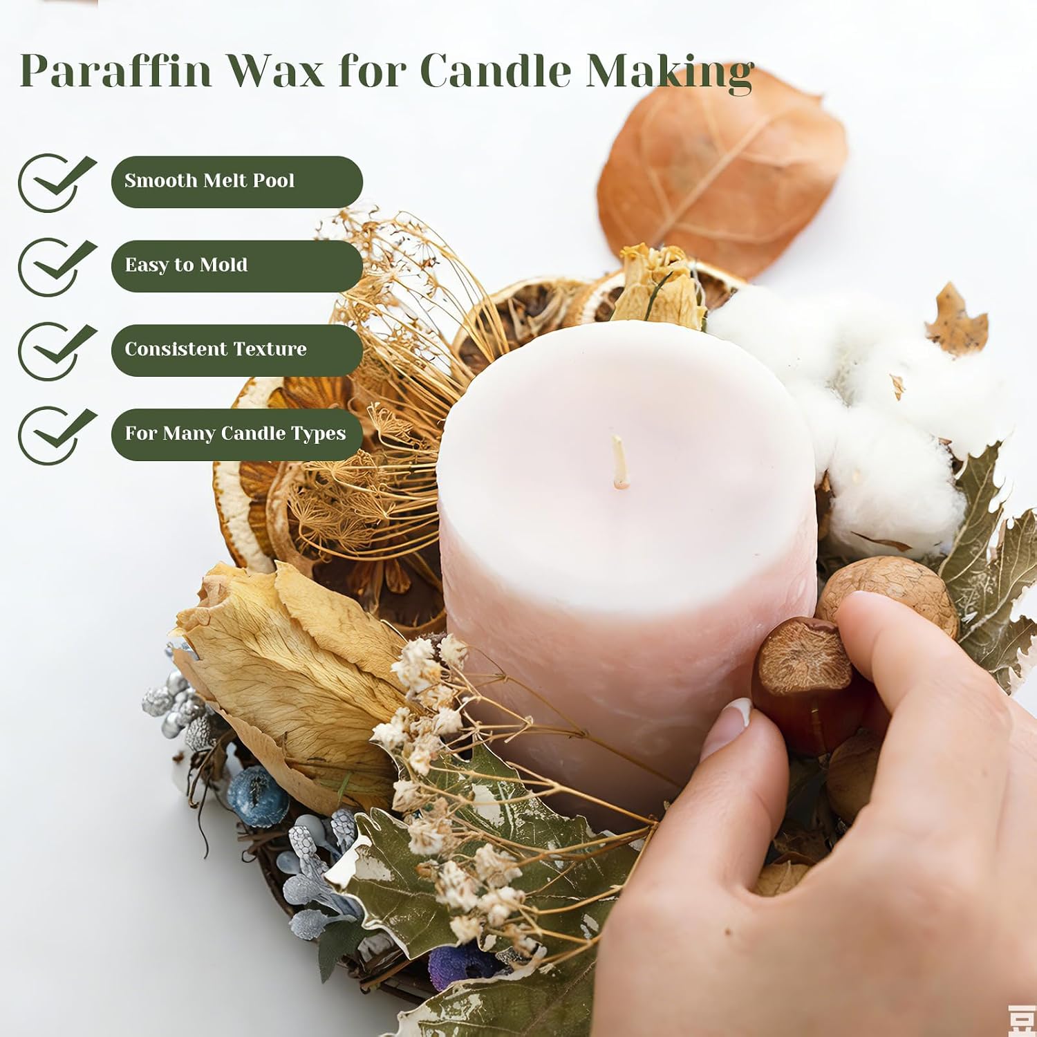 CoolCrafts Paraffin Wax for Candle Making, 2 LB White Paraffin Beads Candle Wax for DIY Pillars, Containers, Tealights, and Votives
