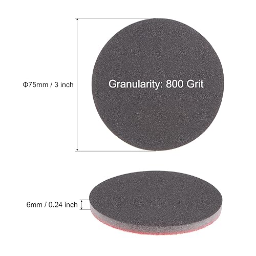 Miniatura 2 de uxcell Esponja de lijado de grano 800, esponja de 3 pulgadas con gancho y bucle, disco de lijado húmedoseco para paneles de yeso de madera de coche,