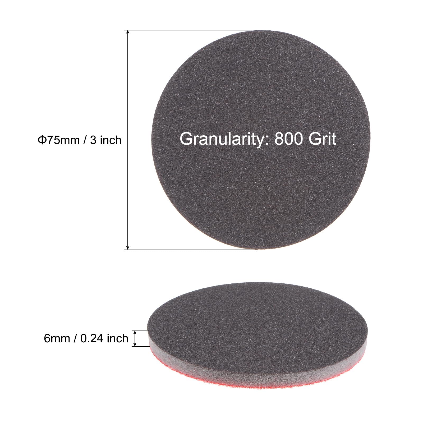 QUARKZMAN 100uds 800 Grano Lijado Esponja 3 Pulgadas Gancho y Bucle Esponja Lijado Disco Húmedo/Seco para Coche Madera Yeso Paneles Metal
