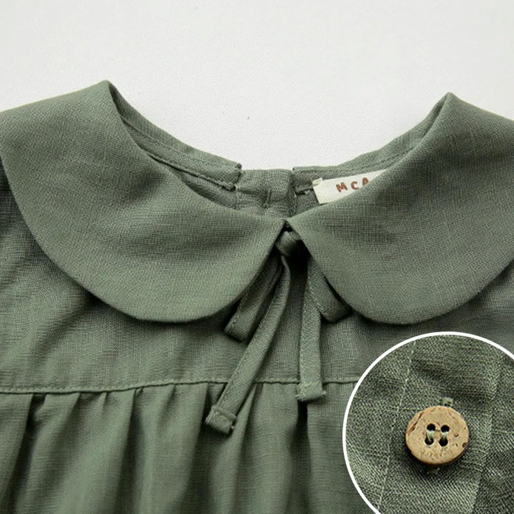 JCVBN Retro lniana sukienka dziewczęca z bąbelkowymi rękawami moda urocza obroża dla lalek marszczona luźna letnia sukienka księżniczki odzież dziecięca