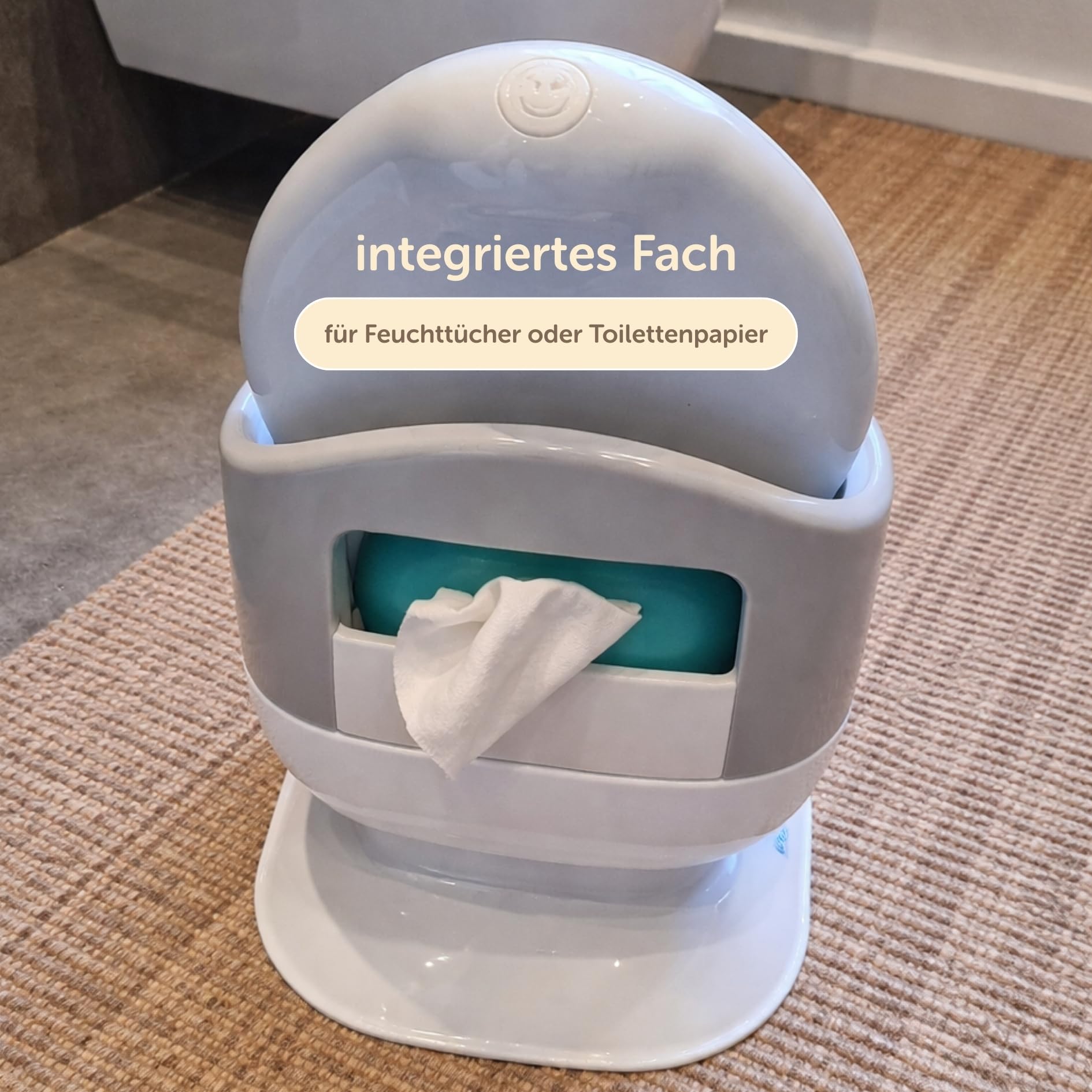 Little Star Kinder Toilette Lerntöpfchen ab 18 Monate – Realistische Kleinkindtoilette mit Rückenlehne & Griffen – Herausnehmbarer Einsatz – Rutschfestes Töpfchen für Toilettentraining - weiß/grau