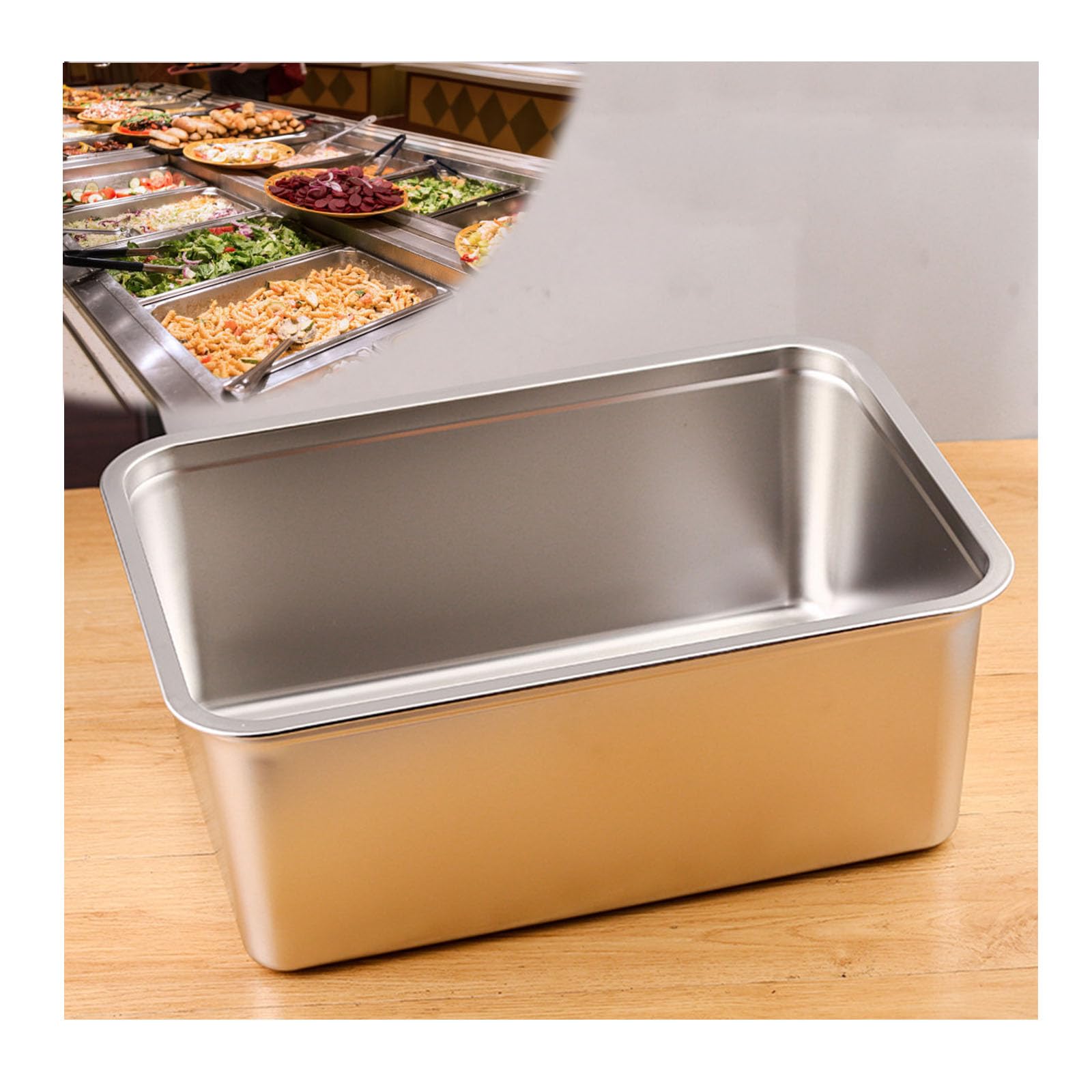 Apilable Recipientes para Alimentos,Rectangular Contenedor De Ingredientes,Acero Inoxidable Contenedores De Alimentos Gastronorm,50 * 35cm,20cm
