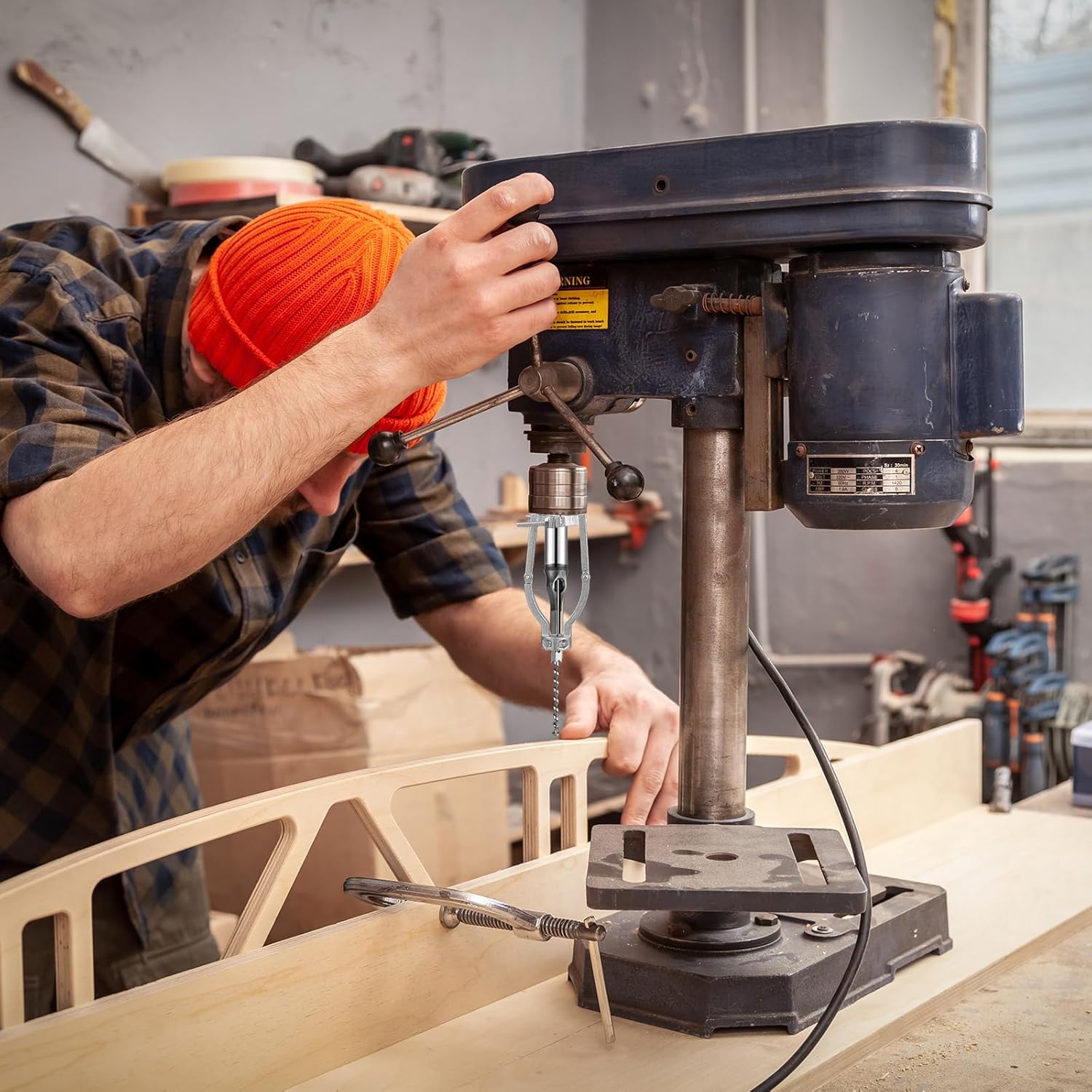 Gisafai 7 Pcs Square Hole Drill Bit with Adapter 1/4, 5/16, 3/8, 1/2, 9/16, 5/8, 3/4 Inch Power Tool Accessory for Drill Press Mortise Machine