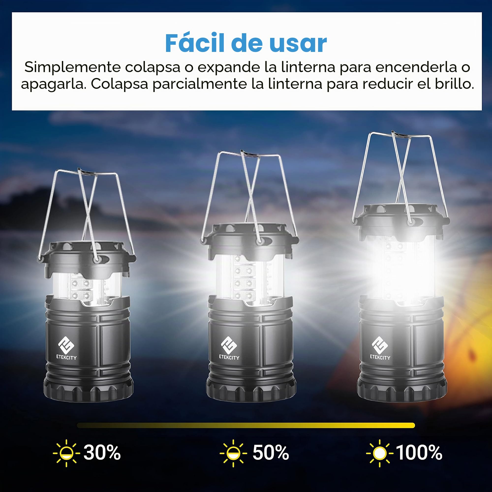 Etekcity Linterna de camping LED alimentada por pilas para cortes de energía, luz de emergencia para suministros de huracán, kits de supervivencia, lámpara operada, accesorios esenciales de equipo de