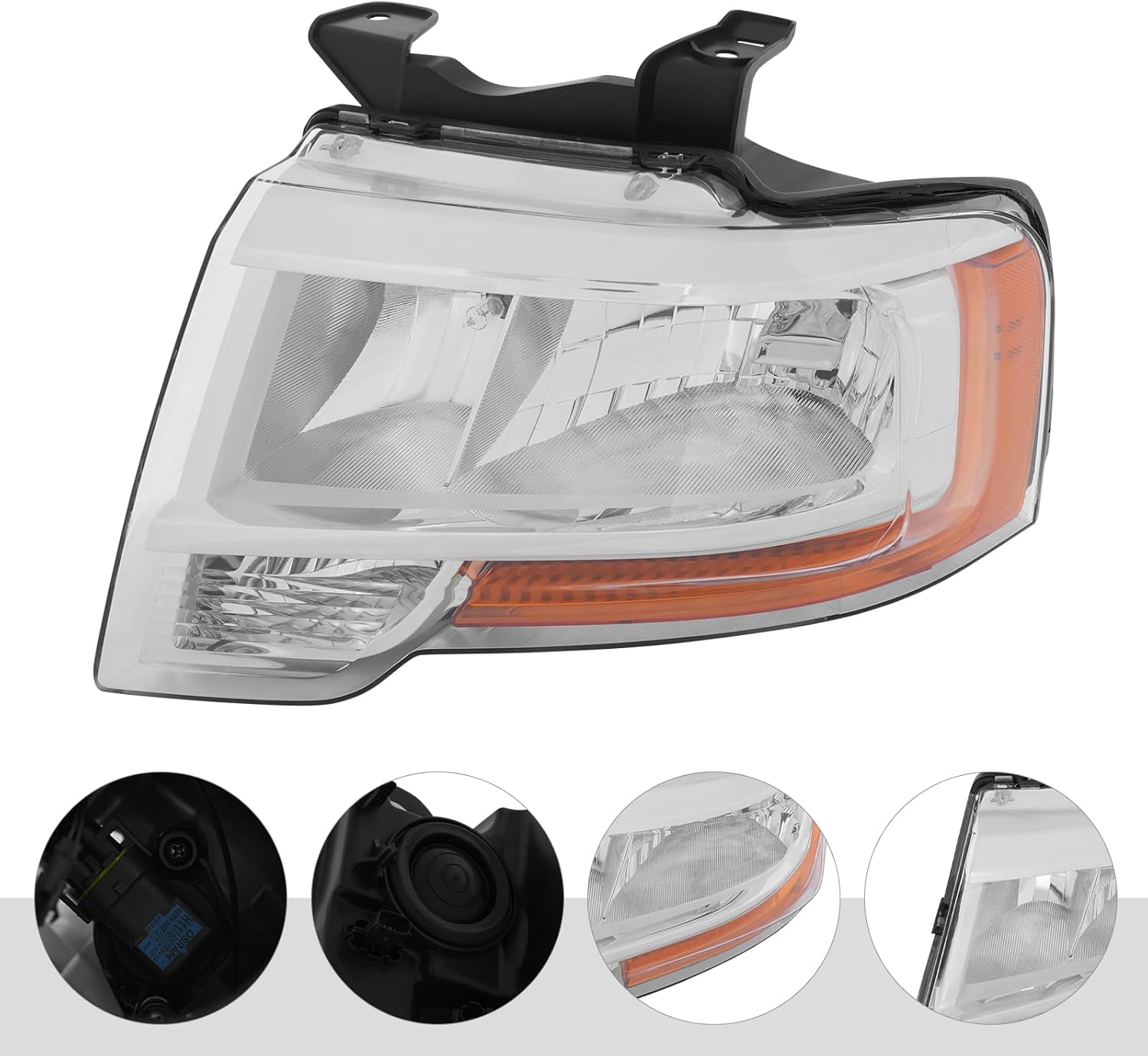 Halogen Headlight Assembly Fit for 2015 2016 2017 Ford Expedition w/Bulb, Front Headlamp Replacement FL1Z13008G, FO2503346, FL1Z13008H, FO2502346 (Driver Side)