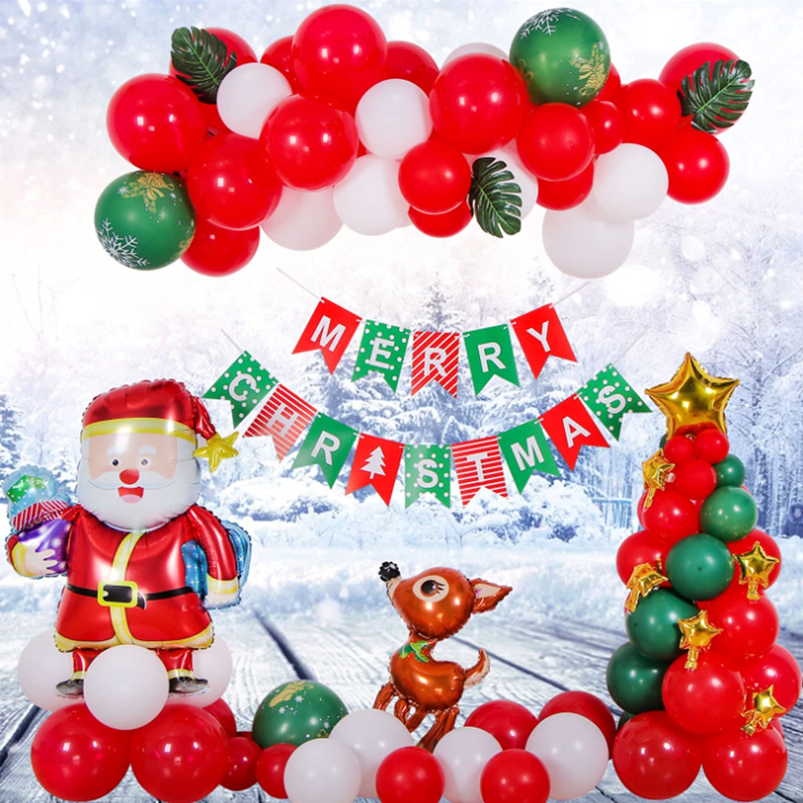 95pcs Christmas Decoration Balloons,Balloons Flags Latex DIY Aluminum Film  Reused,Party Supplies Xmas Pendant,Hanging Ceiling Decoration Set : ...