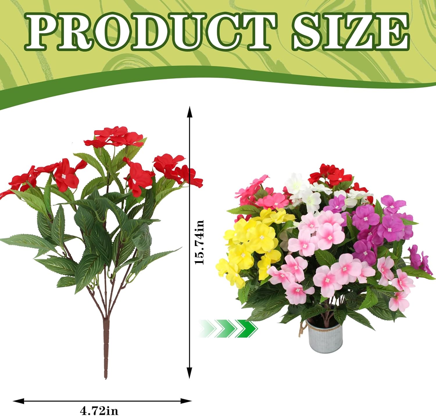 Coreland 12 Pcs Artificial Flowers Artificial Impatiens Fake Stems Faux Silk Flowers Bulk Wildflowers for Wedding Bridal Bouquet Party Home Kitchen - Mix Color