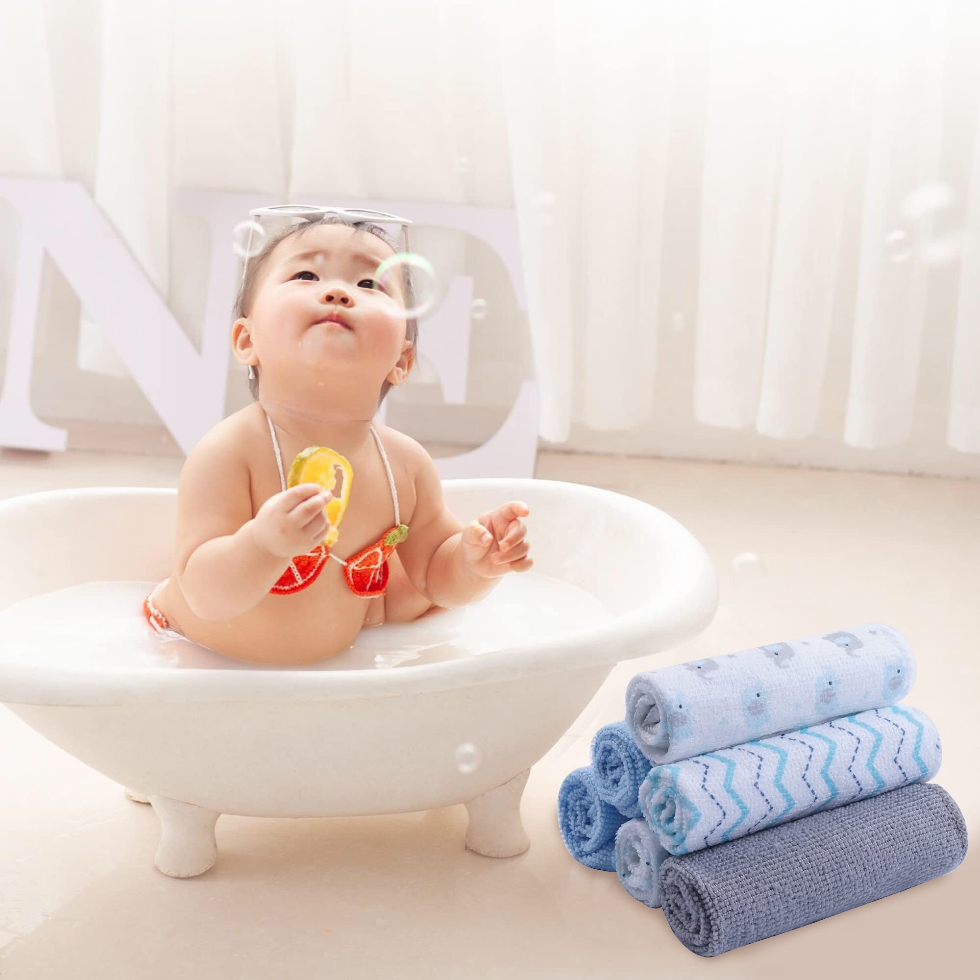 Baby Waschlappen Extra Weich und Ultra Saugfähig Badetuch Tolles Geschenk für Neugeborene und Säuglinge 24 Pack Elefant