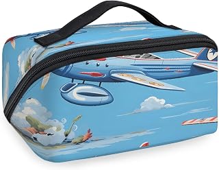 Airplanes Aircraft Travel Makeup Bag Open Flat Toiletry Bags for Women Large Capacity Cosmetic Case Organizer for Travel Essentials