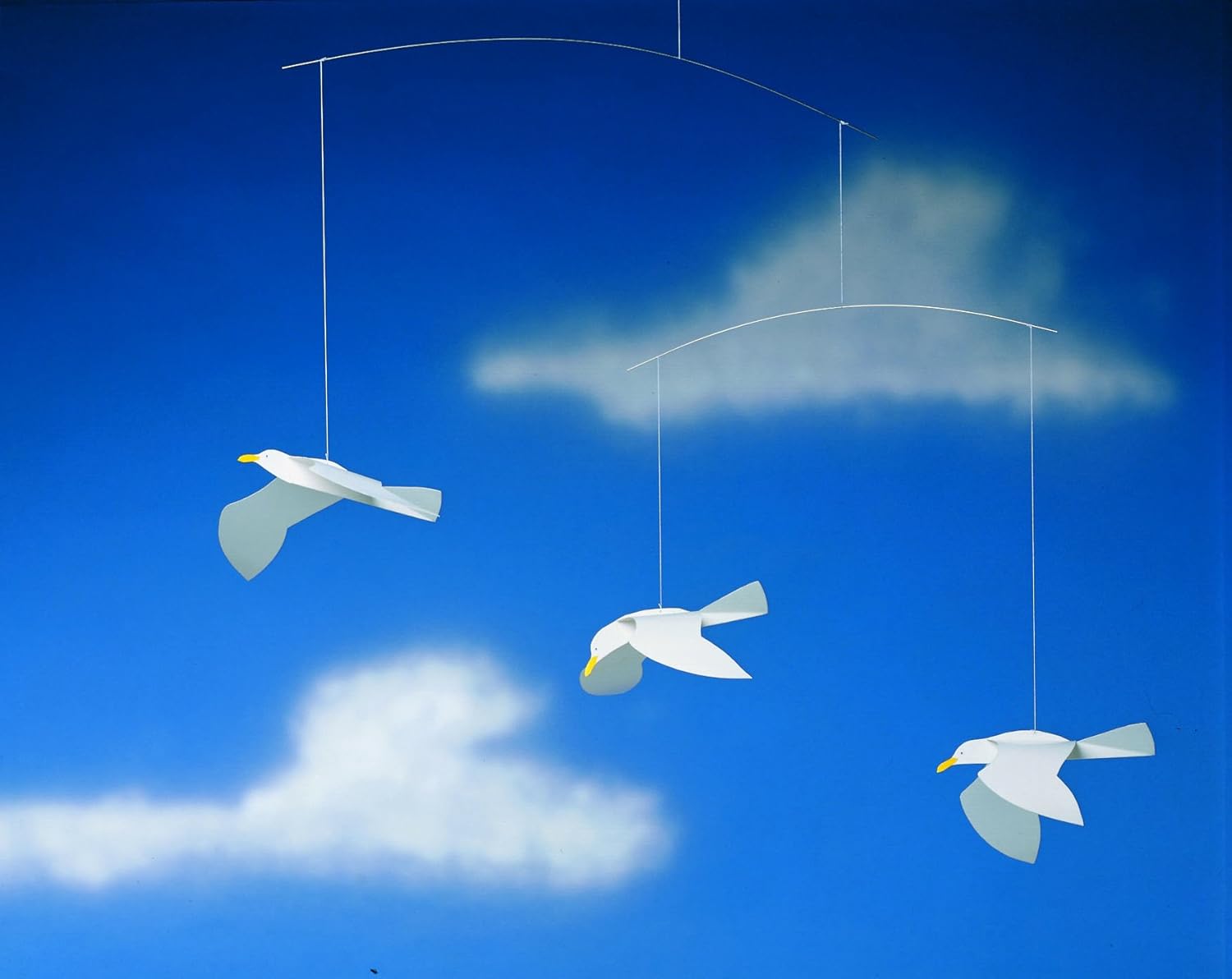 Flensted Mobiles Soaring Seagulls Hanging Mobile - 16 Inches Plastic - Handmade in Denmark - Home Decor, Unisex, Hanging Mount
