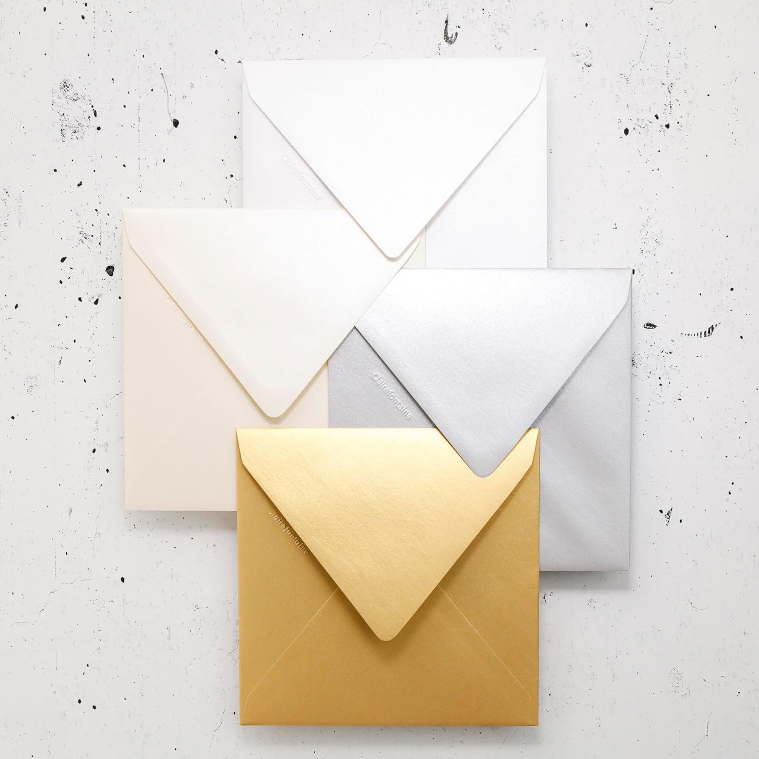 Clairefontaine - Ref 50038C - Pollen Iridescent Envelopes (Pack of 20) - 140 x 140mm in Size, 120gsm Paper, Suitable for Use with Inkjet or Laser Printers - White