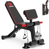 Amazon product image of K KiNGKANG Adjustable Weight Bench, Foldable Home Gym, 1050lbs Capacity | Heavy-duty steel frame, 1050lbs max load, 8-level backrest adjustment, no assembly required, compact foldable design