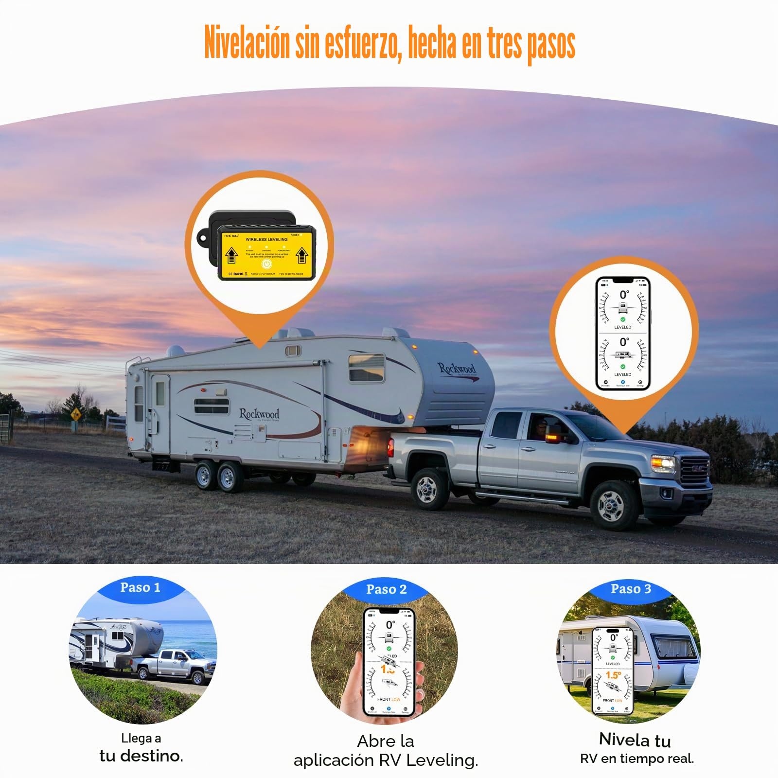 Sistema de nivelación de RV inalámbrico, nivelador Bluetooth para campistas, indicador de nivel automático, accesorios para caravanas, autocaravanas y remolques