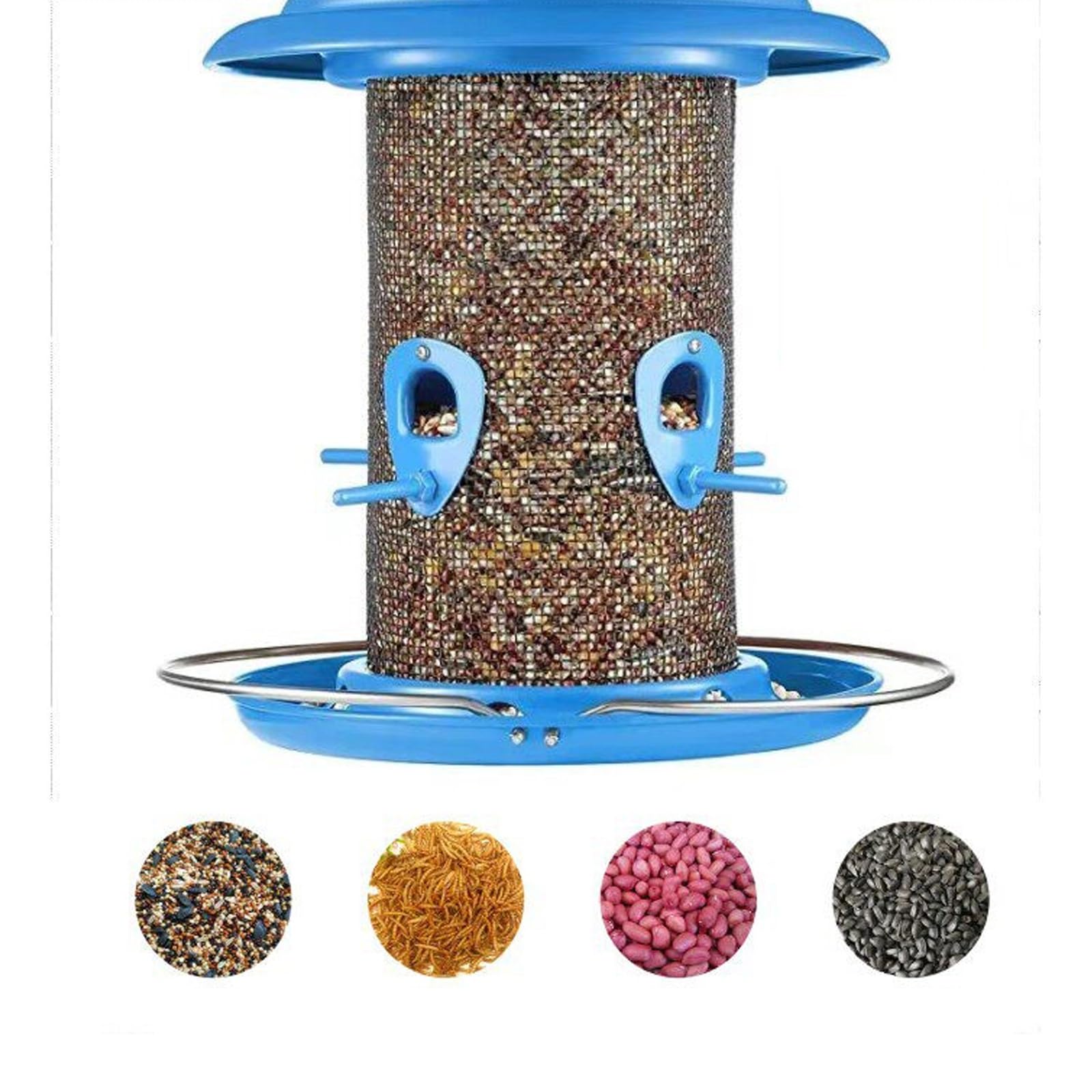 Comedero Colgante para Pájaros, Comedero Pajaros Exterior, Material Metálico, Diseño Colgante, Gran Capacidad, para Jardín, Patio, Decoración Exterior
