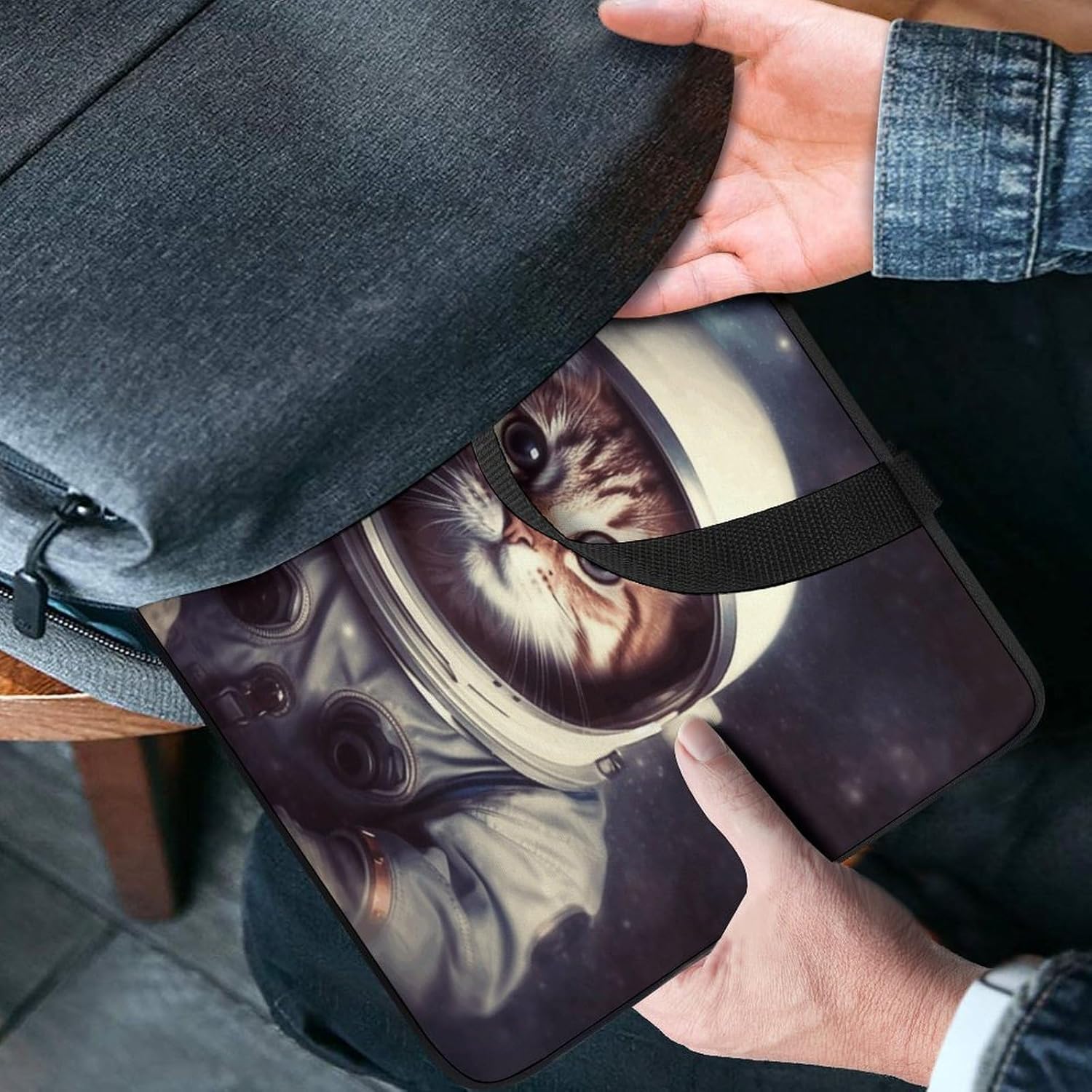 Laptop Protective Case, Animal Cat Astronaut Printed Men Women Work Tote Case, Laptop Sleeve Is Suitable For Office, Business, Leisure Or School Use