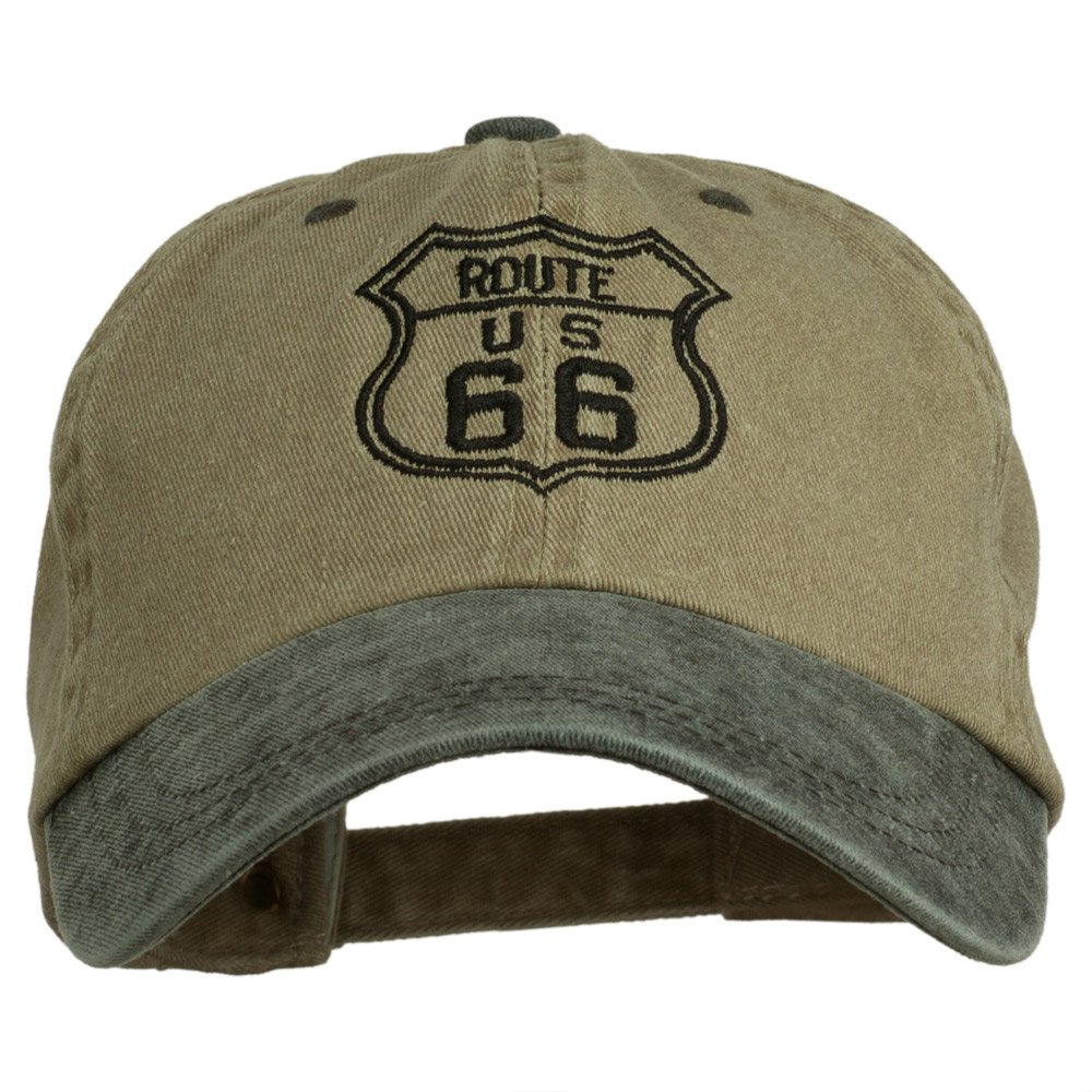 US Route 66 Embroidered Pigment Dyed Washed Cap