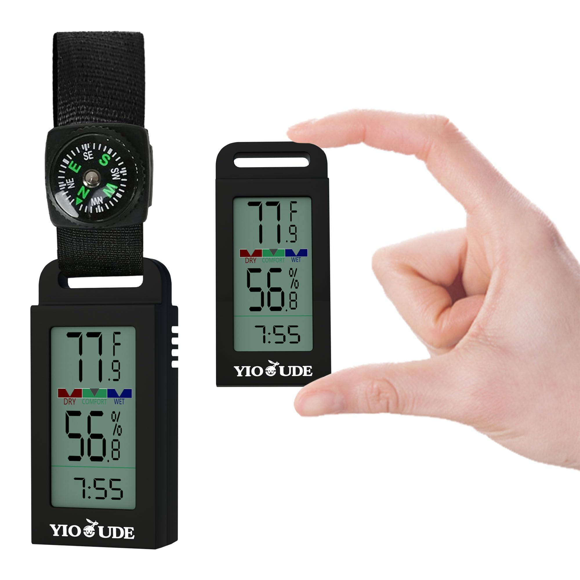 Thermomètre hygromètre portable d'intérieur et d'extérieur avec détection précise de la température et de l'humidité, boussole cruciale pour un espace de vie confortable, camping, atelier. Obtenez-le