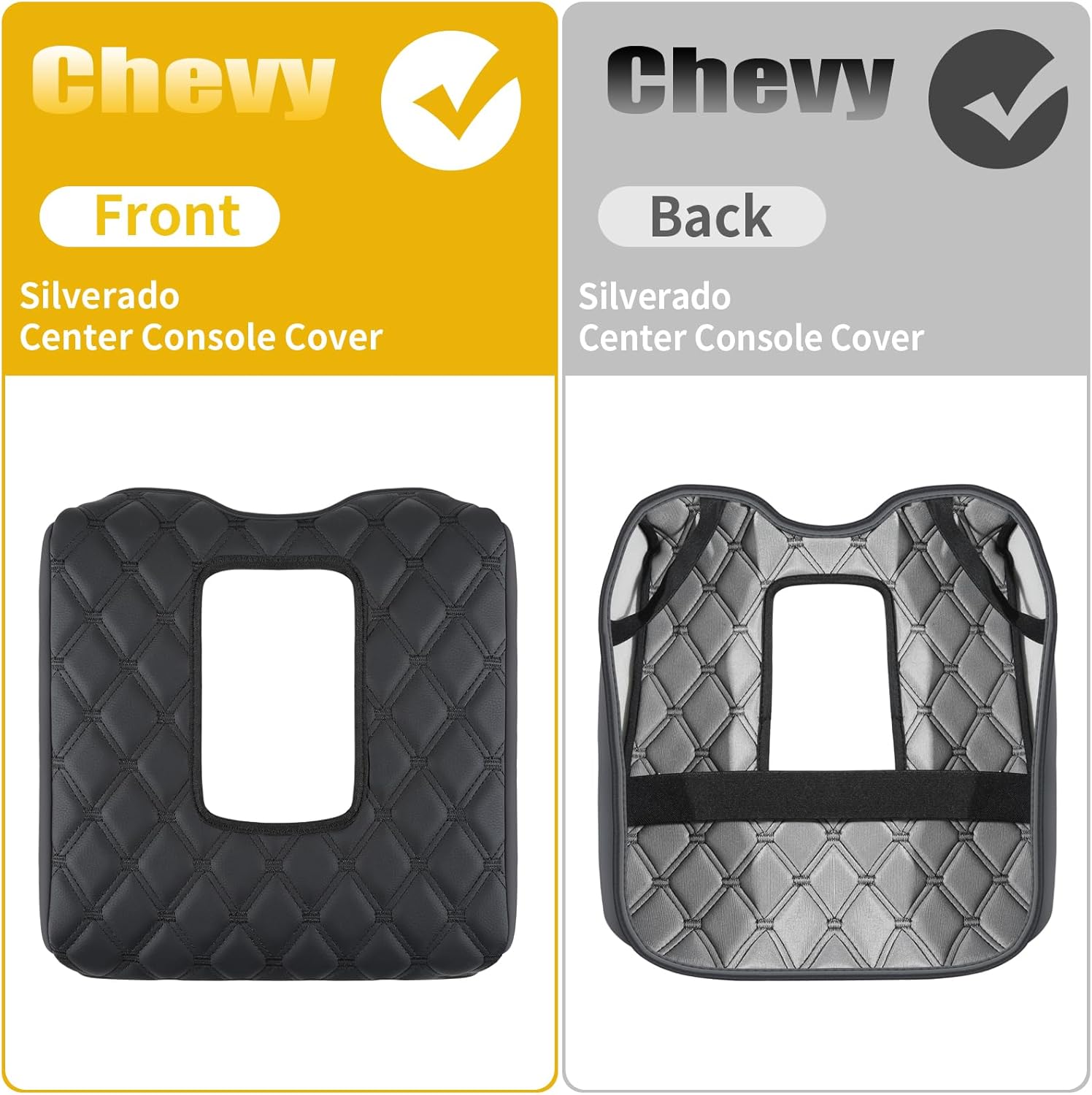 GIANT PANDA Custom Center Console Cover Fit 2014-2018 Chevy Silverado&GMC Sierra 1500 2500 3500 with 40/20/40 Jump Seat,Leather Armrest Console Cover - Full Protection - Black