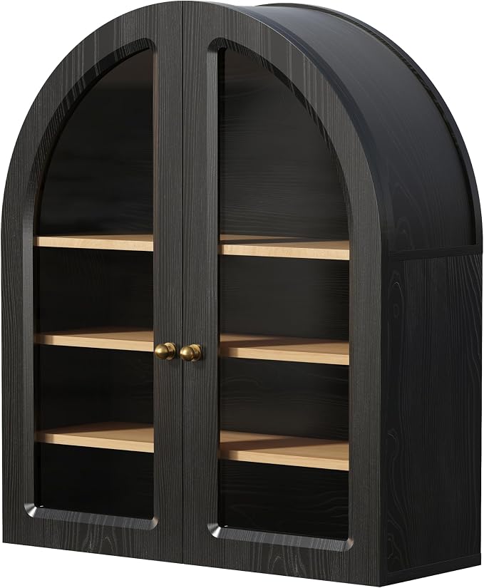 Gabinete de Pared Arqueado para Baño Grande Negro y Roble miniatura 7