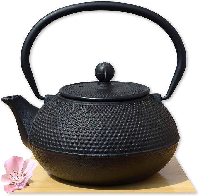 Tetsubin Japanese Style Cast Iron Black Hobnail teapot Kettle 0.6 Litre