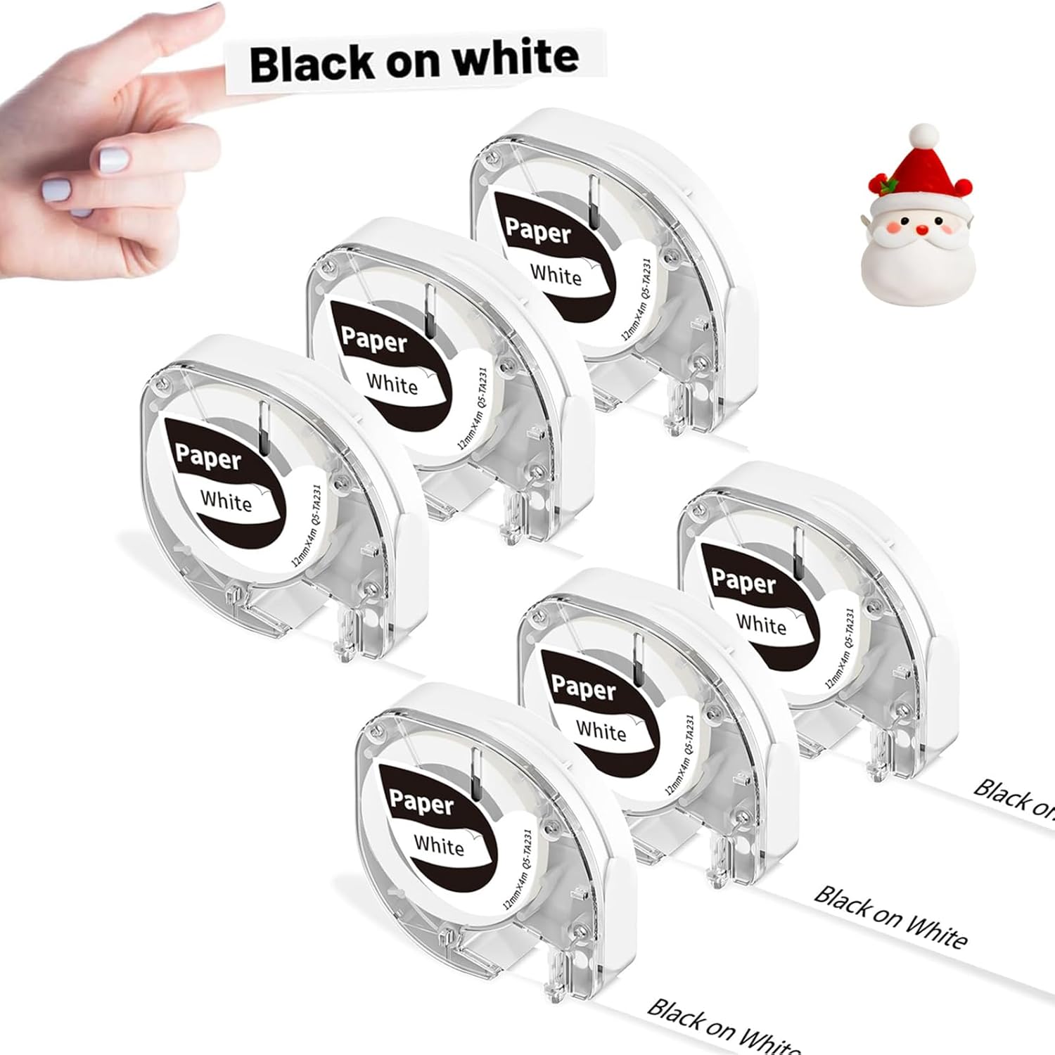 P12 Label Tape Refills Replacement for DYMO Letratag Refills for 91330 10697 White Paper 12mm 1/2" X 13 Compatible with DYMO Letra tag Labeler LT-100H 200B LT-100T QX50, Black on White, EazeID 6-Pack