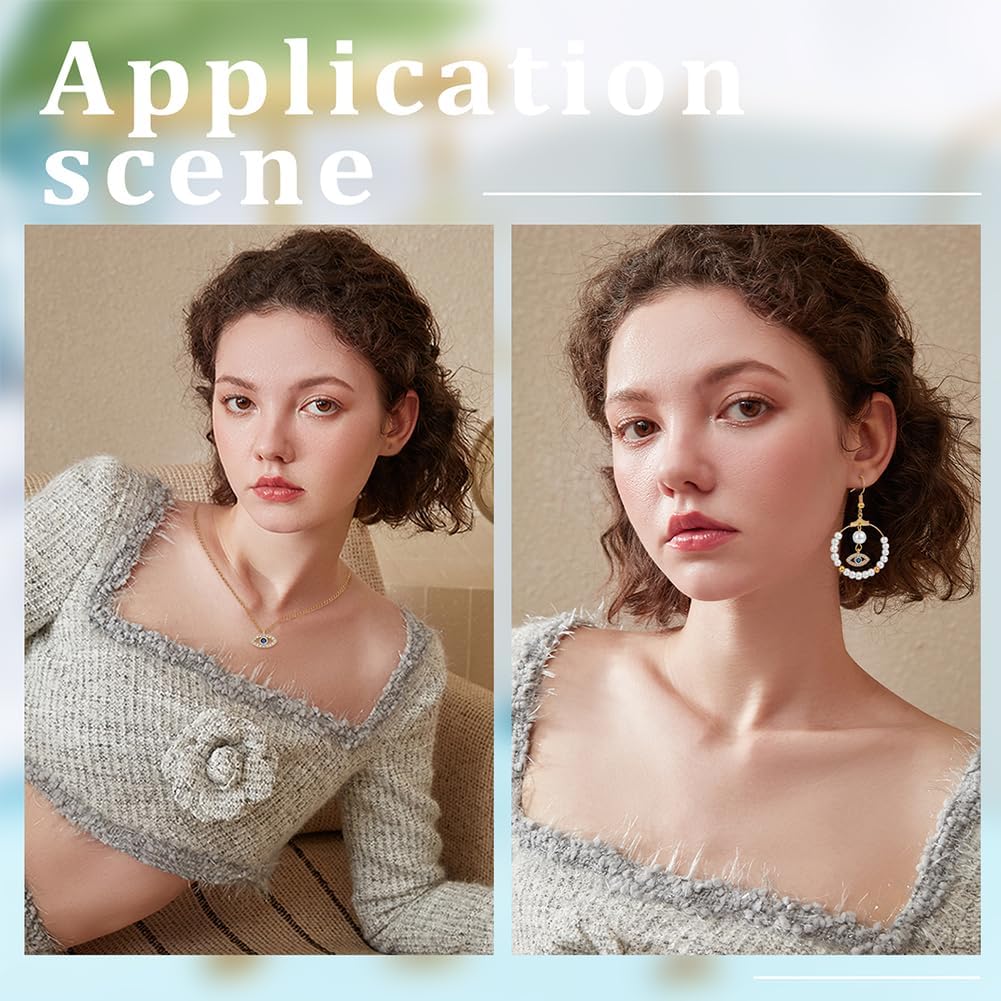 Beebeecraft 1 Box 8Pcs Evil Eye Charms 18K Gold Plated Cubic Zirconia Blue Oval Ojo Turco Charms for Jewelry Making Necklace Bracelet DIY Crafts - Image 5