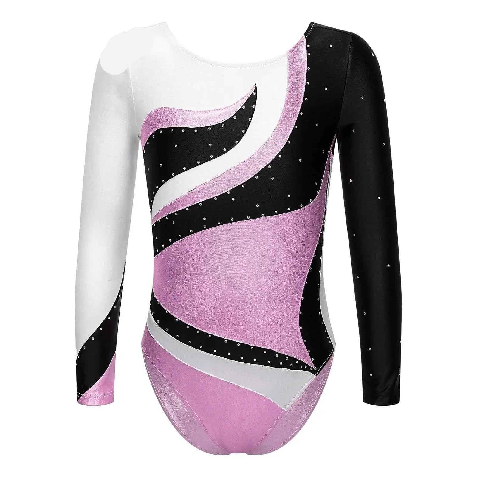 Leotardo para Competición de Gimnasia Body for niños, gimnasia, diamantes de imitación, leotardo de manga larga, traje de Ballet for baile, patinaje artístico, disfraces de rendimiento brillantes(Blue