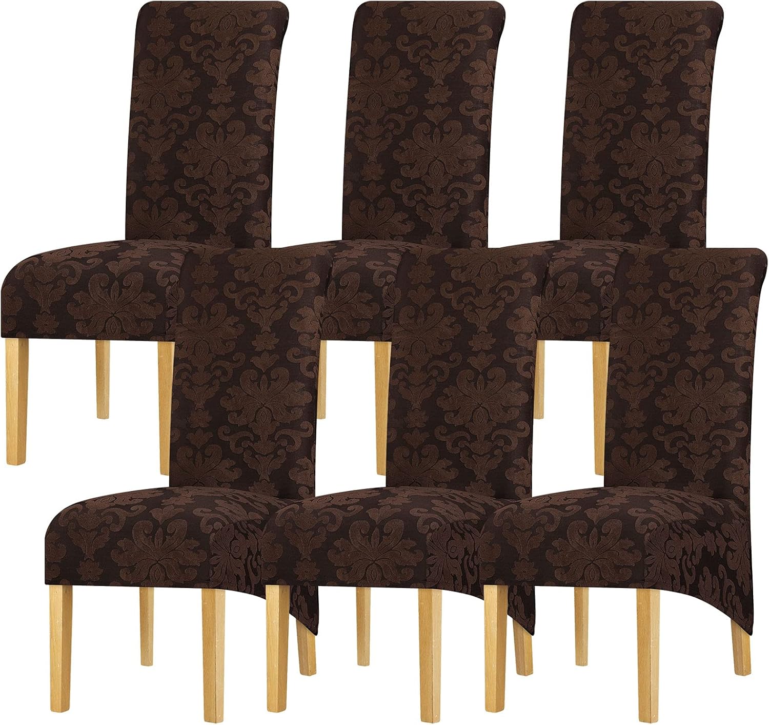 Leorate High Back Chair Covers Set of 6, Stretch Jacquard Chair