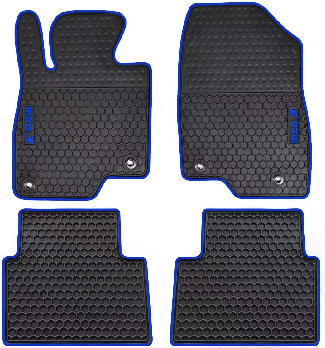 Car Floor Mats Custom Fit for Mazda 3 2014 2015 2016 2017 2018 Odorless Washable Heavy Duty Rubber (All Weather) Floor Liners Front and Rear Set Blue