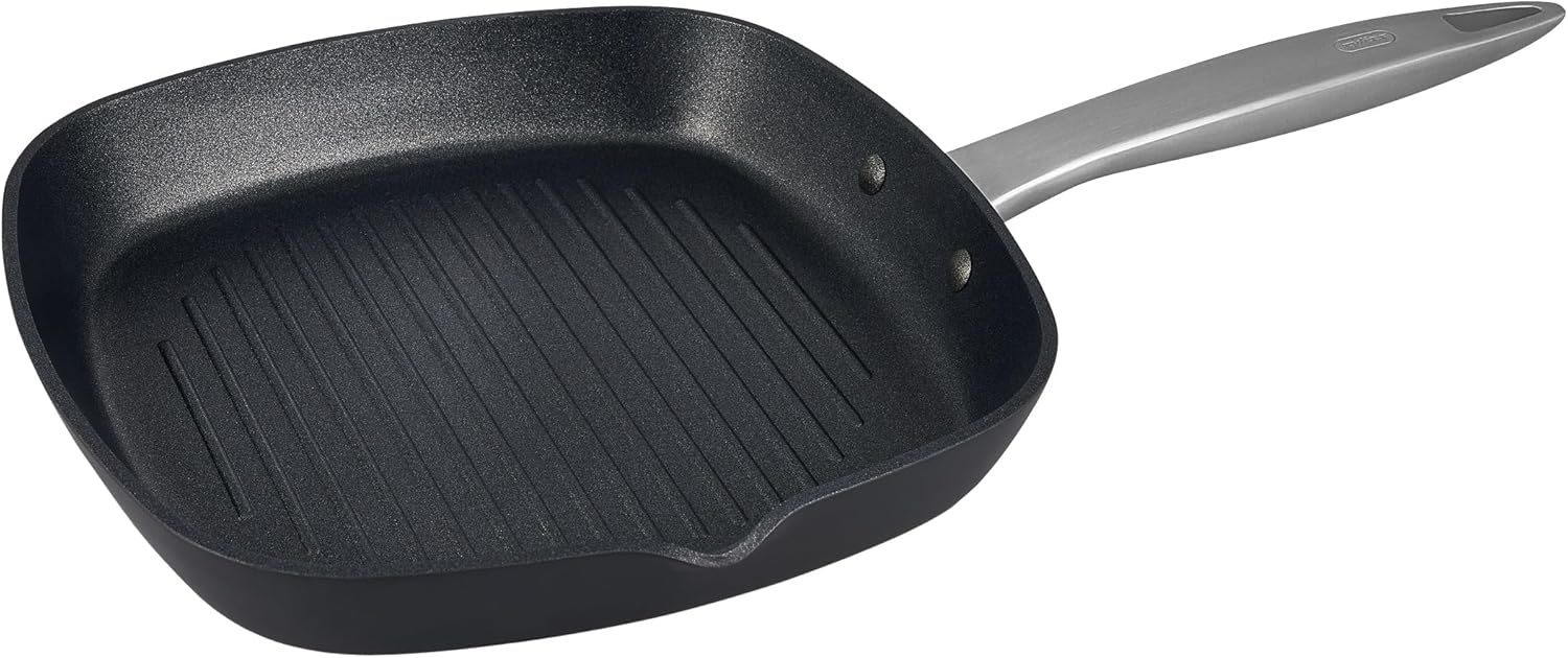 Zyliss Ultimate Pro Nonstick Grill Pan - Hard Anodized Grill Pan with Pour Spout - Non-Stick Stainless Steel Cookware - Scratch-Resistant and Dishwasher-Safe Pan - 10 inches