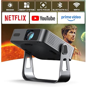 Smart Projector 800ANSI &amp; Official App: Mini Projector with Auto Focus &amp; Keystone Correction, VOPLLS 1080P Full HD WiFi6 Blue
