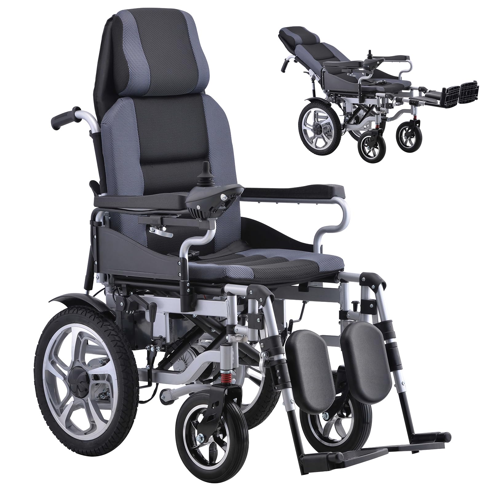 Carrozzina Elettrica 500W per Anziani, Schienale Regolabile 90-160°, Sedile Comfort 20" con Poggiatesta e Poggiapiedi, 5 Velocità Regolabili