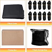 Vista 9 de NEVERLAND Funda para barco impermeable de grado marino resistente de poliéster 600D, lona remolcable, se adapta a V-Hull y Tri-Hull, Runabouts