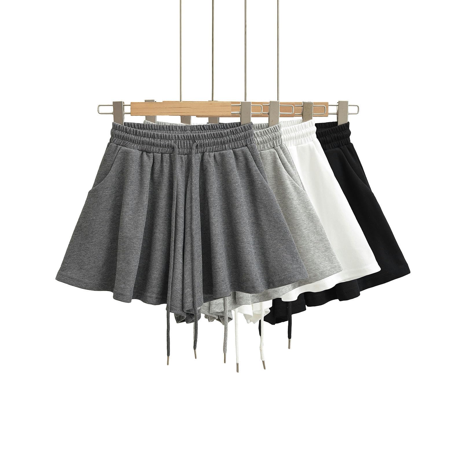 Pantalones Deportivos Falda Deportiva Casual para Mujer Falda de Tenis de Verano Media Falda-Gris Oscuro-S