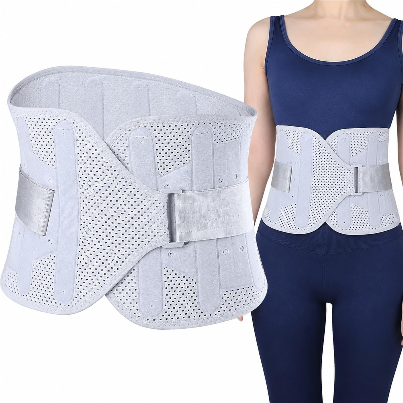 Faja Lumbar para Hombre y Mujer Corrector de Postura Espalda Soporte de Descompresión Alivio del Dolor Cinturón Transpirable Ajustable Ergonómico para Columna(S)