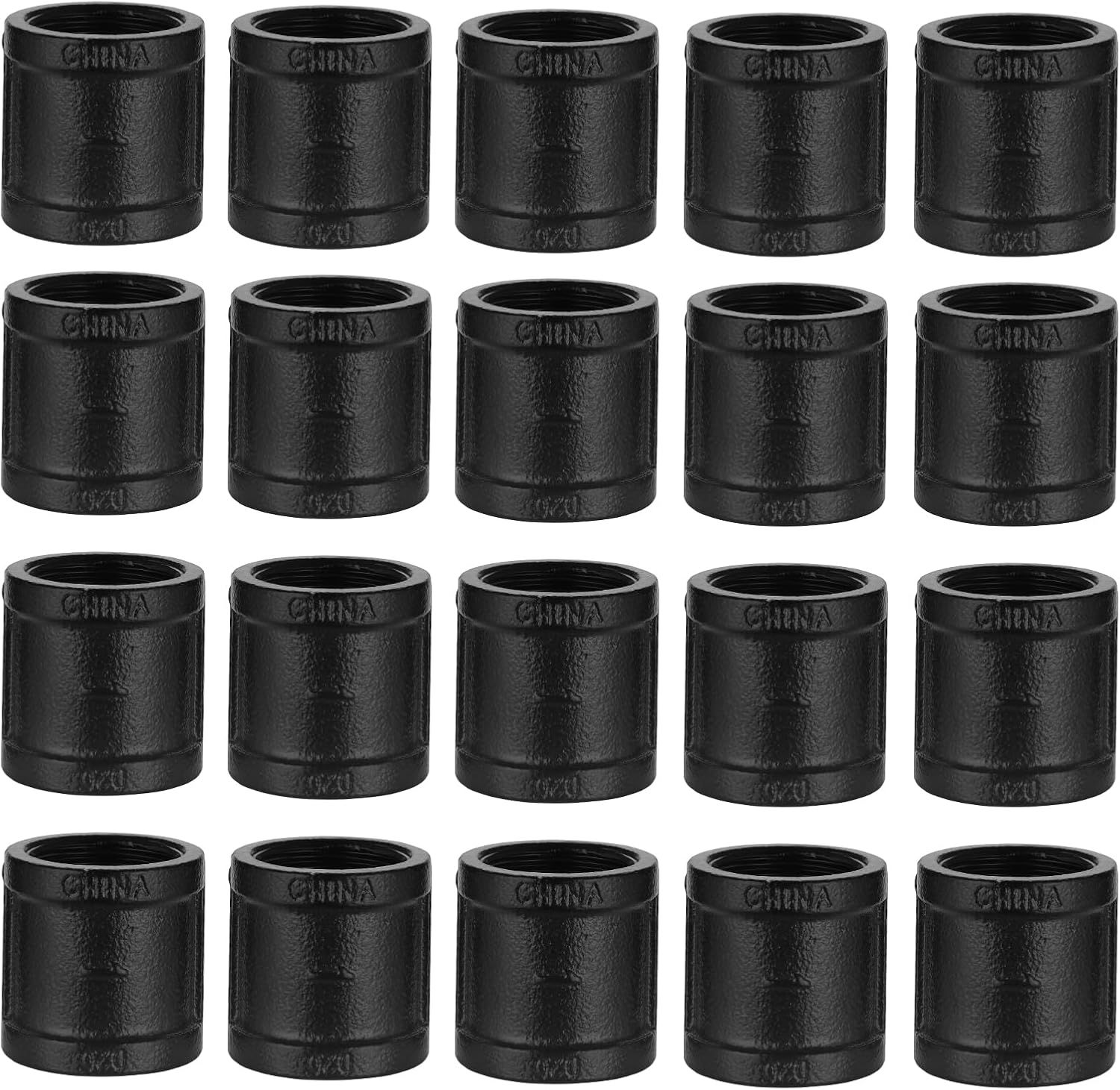 1" Black Pipe Coupling, 10 Pack 1" Malleable Iron Cast Threaded Pipe Fitting Coupling for Steam-punk Vintage Shelf Bracket DIY Plumbing Pipe Decor Furniture (10, Black 1 Inch)