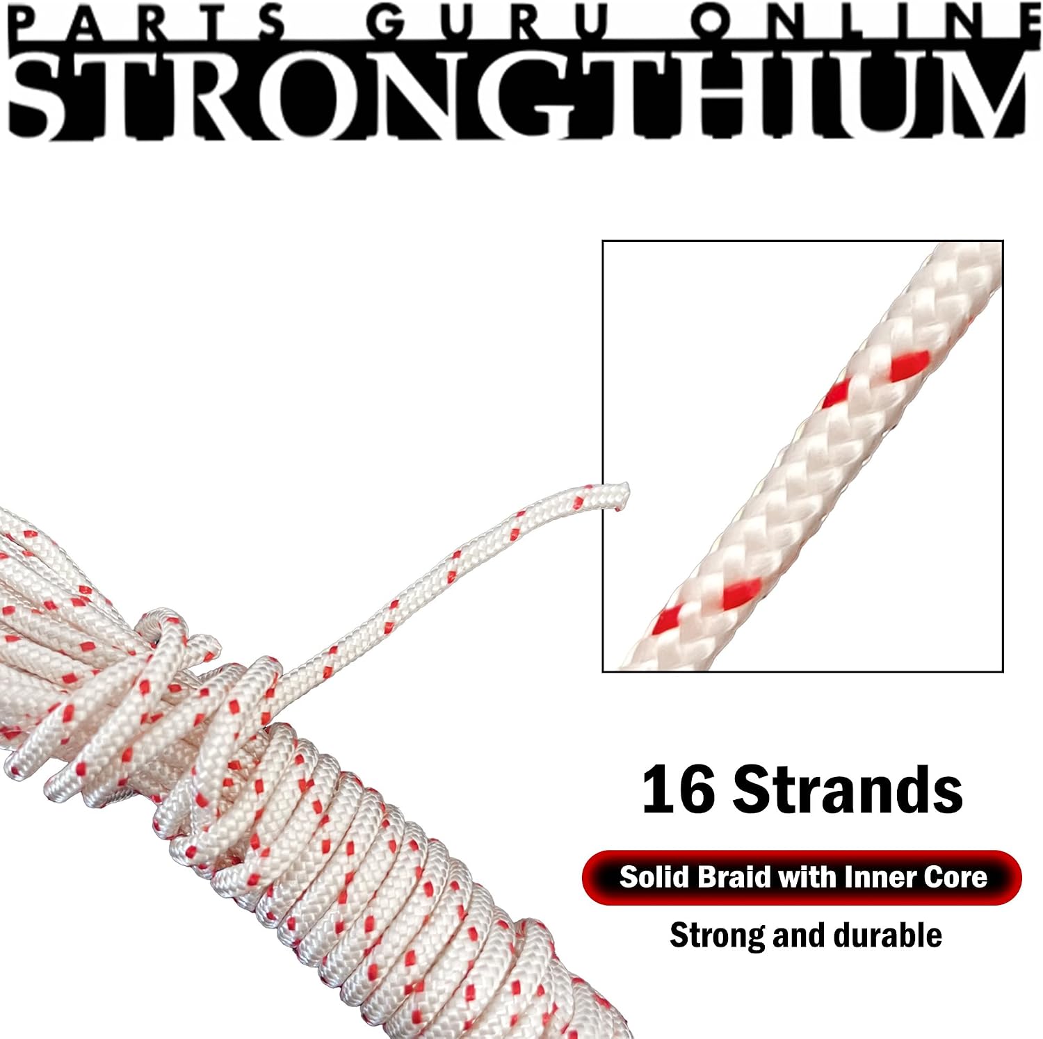 Strongthium 16Ft 9/64 Inch 3.5mm Recoil Starter Rope Pull Cord
