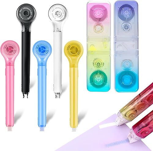 Paquete de 5 cintas correccionales para bolígrafo, cinta de corrección de 0.2 x 236 pulgadas, 2 unidades de cinta correccional 2 en 1 y rodillo de