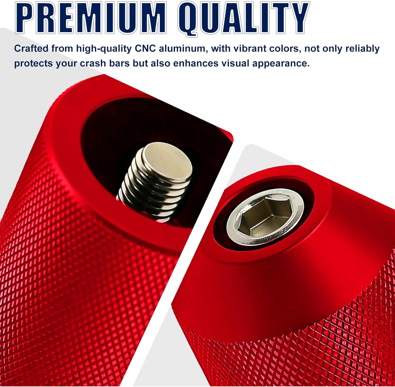 Crash Bar Sliders CNC Decorative End Caps for Harley Touring Softail Dyna Sportster Models,Fit All 1.25" Front Flat Out & Highway Crash bar & Rear Saddlebag Guard (Red)