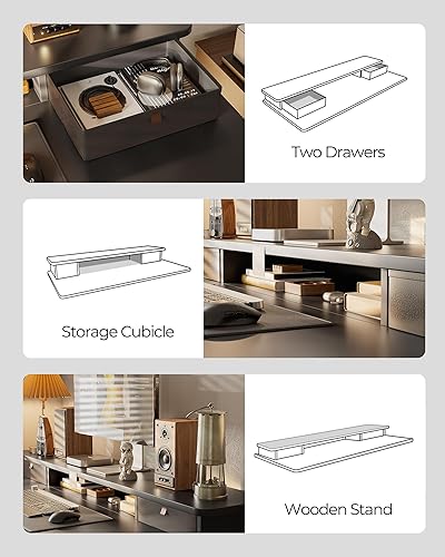 Miniatura 7 de FEZIBO - Escritorio eléctrico ajustable en altura de 60 x 24 pulgadas con cajón doble, escritorio de pie para oficina en casa con 4 patas ajustables