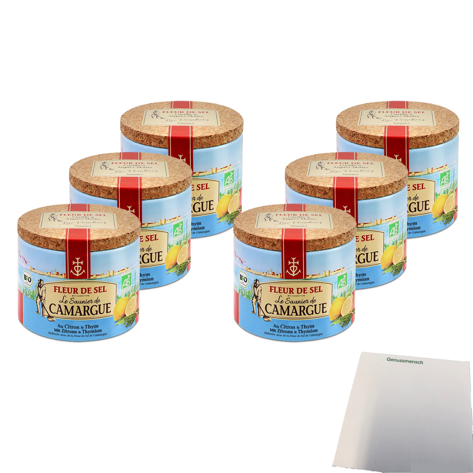 usy Bundle für Fleur de Sel Zitrone/Thymian Salz VPE (6x125g Dose) + usy Block